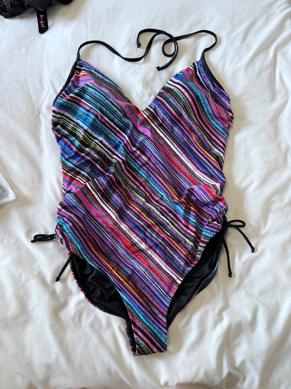 Swimsuits for All Multicolor Stripe One-Piece Swimsuit - Black straps